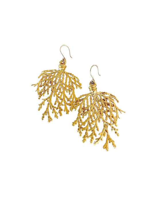 Gold Leaf Branch Earrings