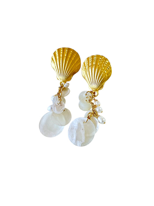 Gold Dipped Seashell Earrings