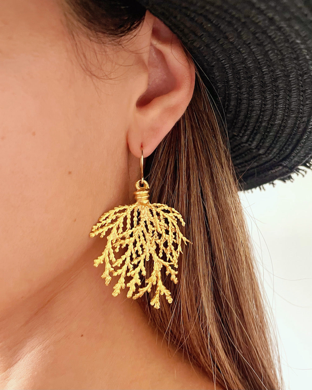 Gold Leaf Branch Earrings