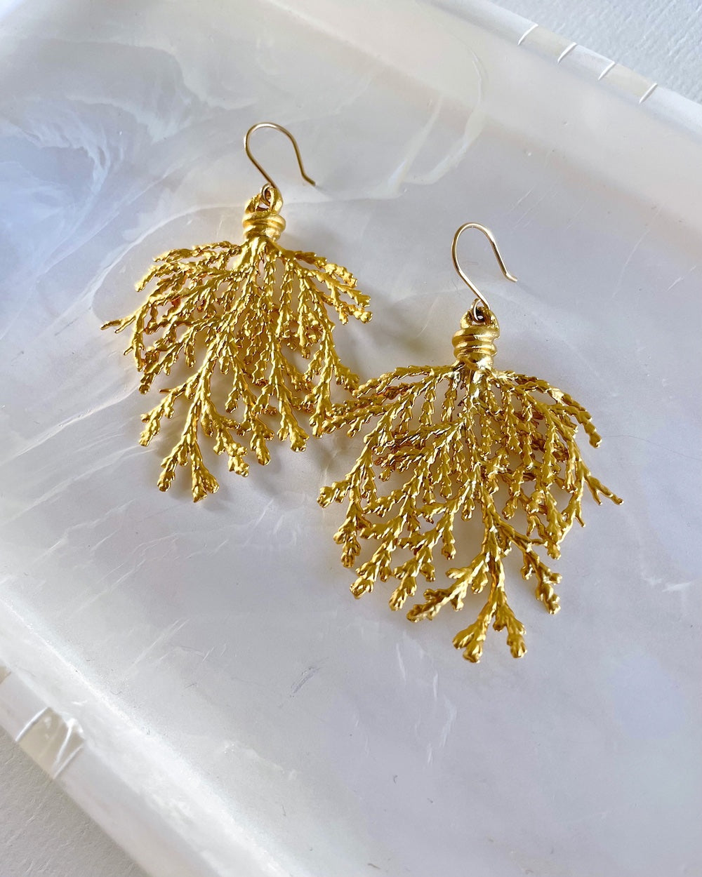 Gold Leaf Branch Earrings