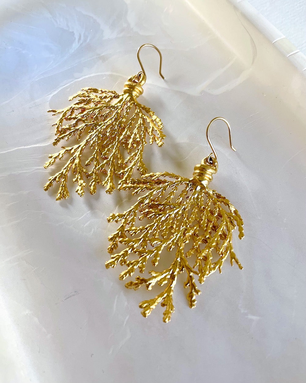 Gold Leaf Branch Earrings