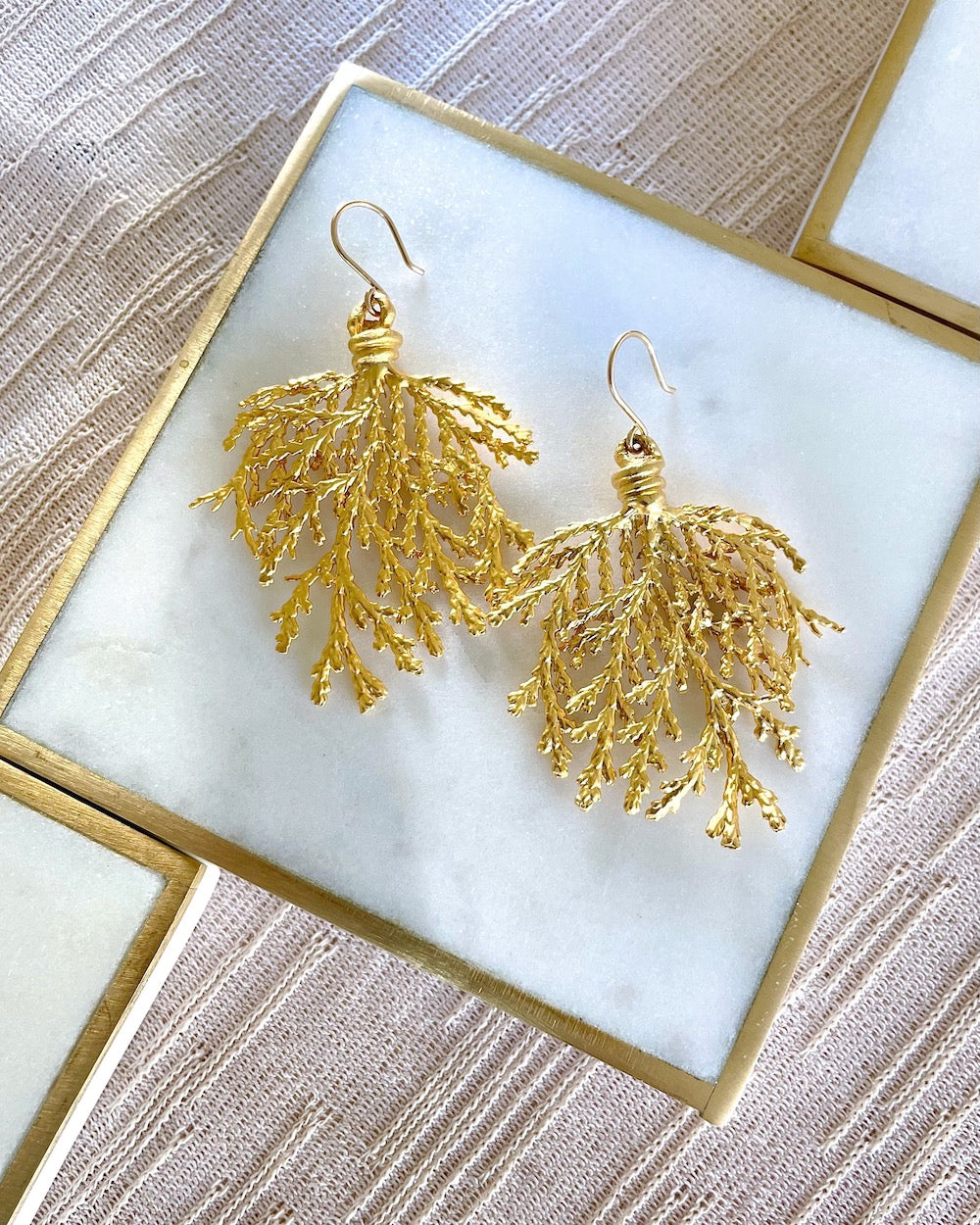 Gold Leaf Branch Earrings