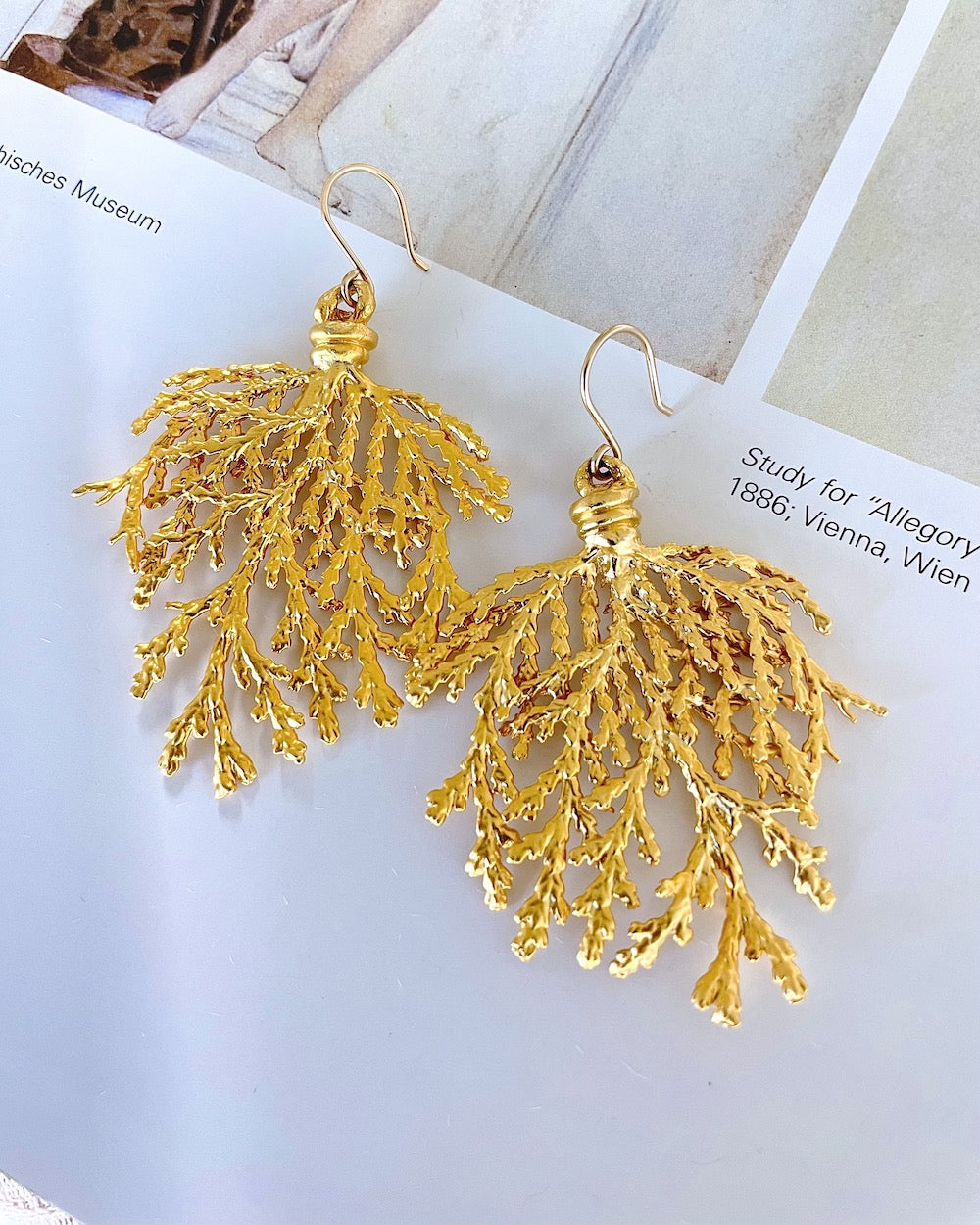 Gold Leaf Branch Earrings