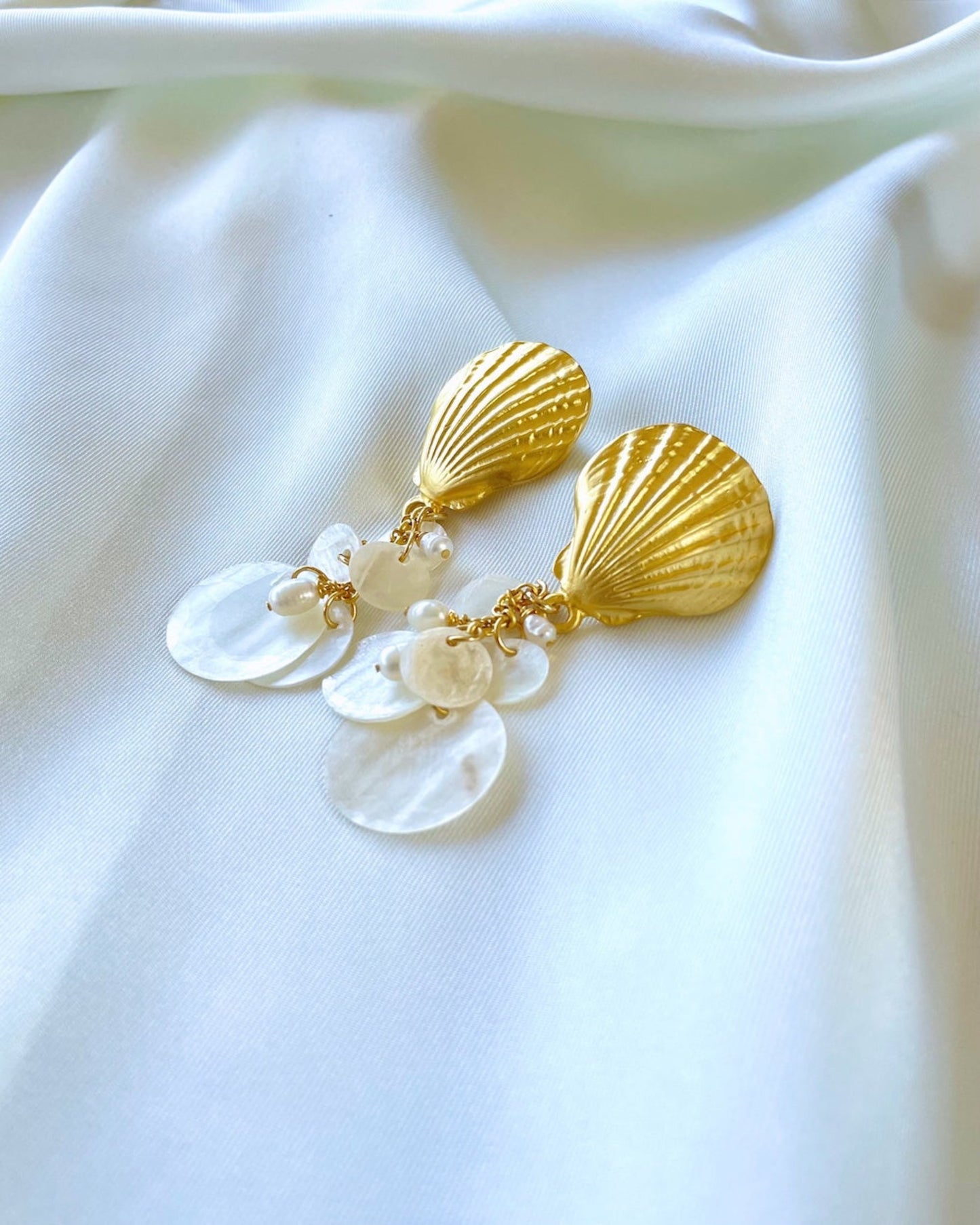 Gold Dipped Seashell Earrings