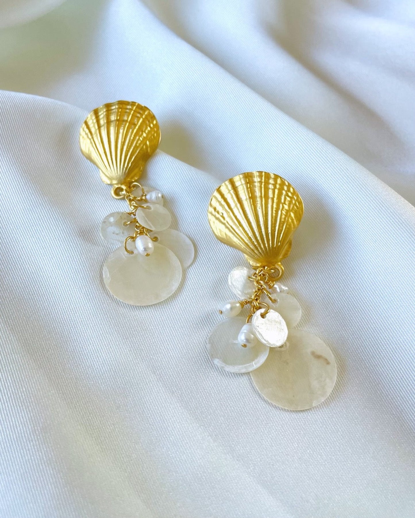 Gold Dipped Seashell Earrings