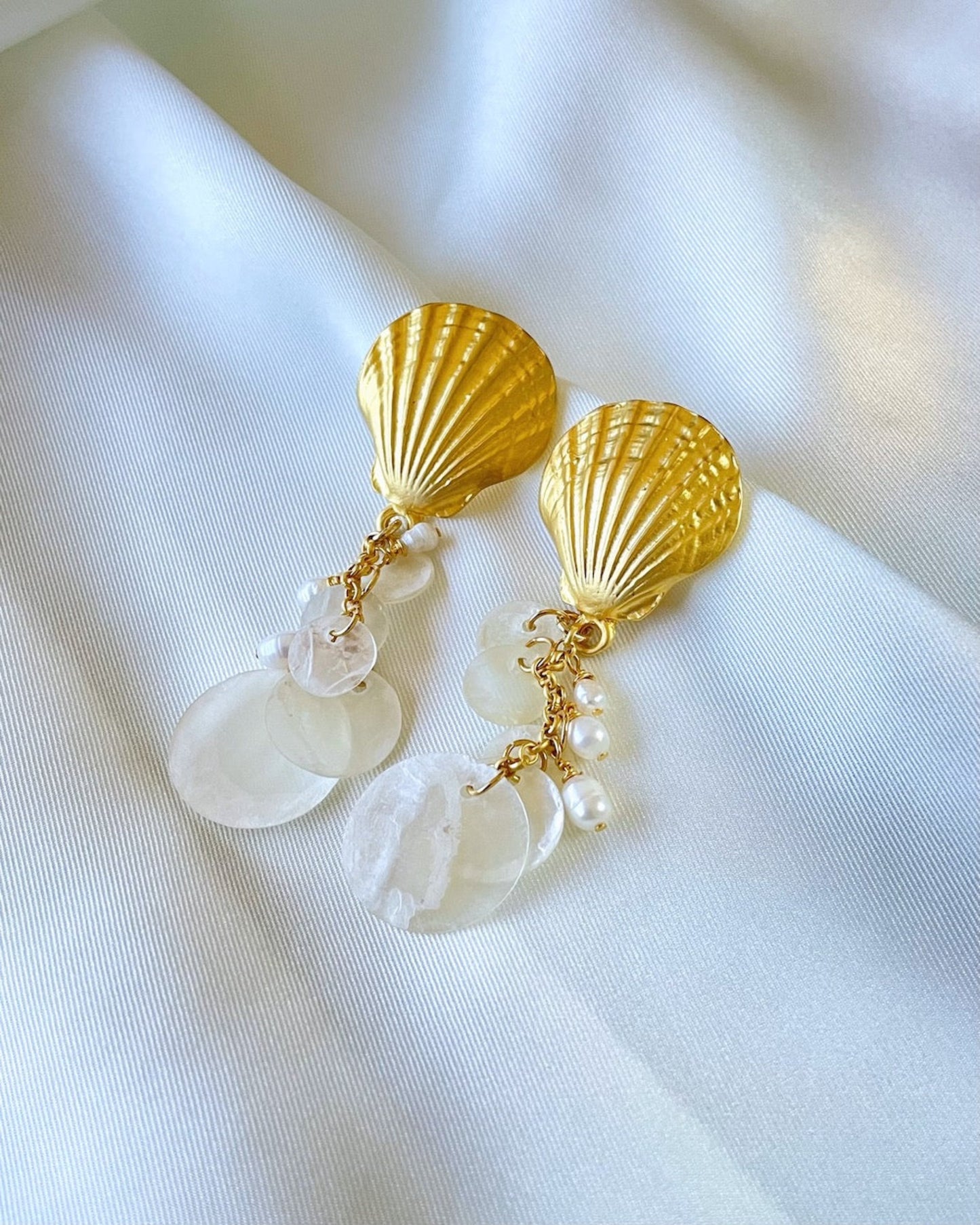 Gold Dipped Seashell Earrings