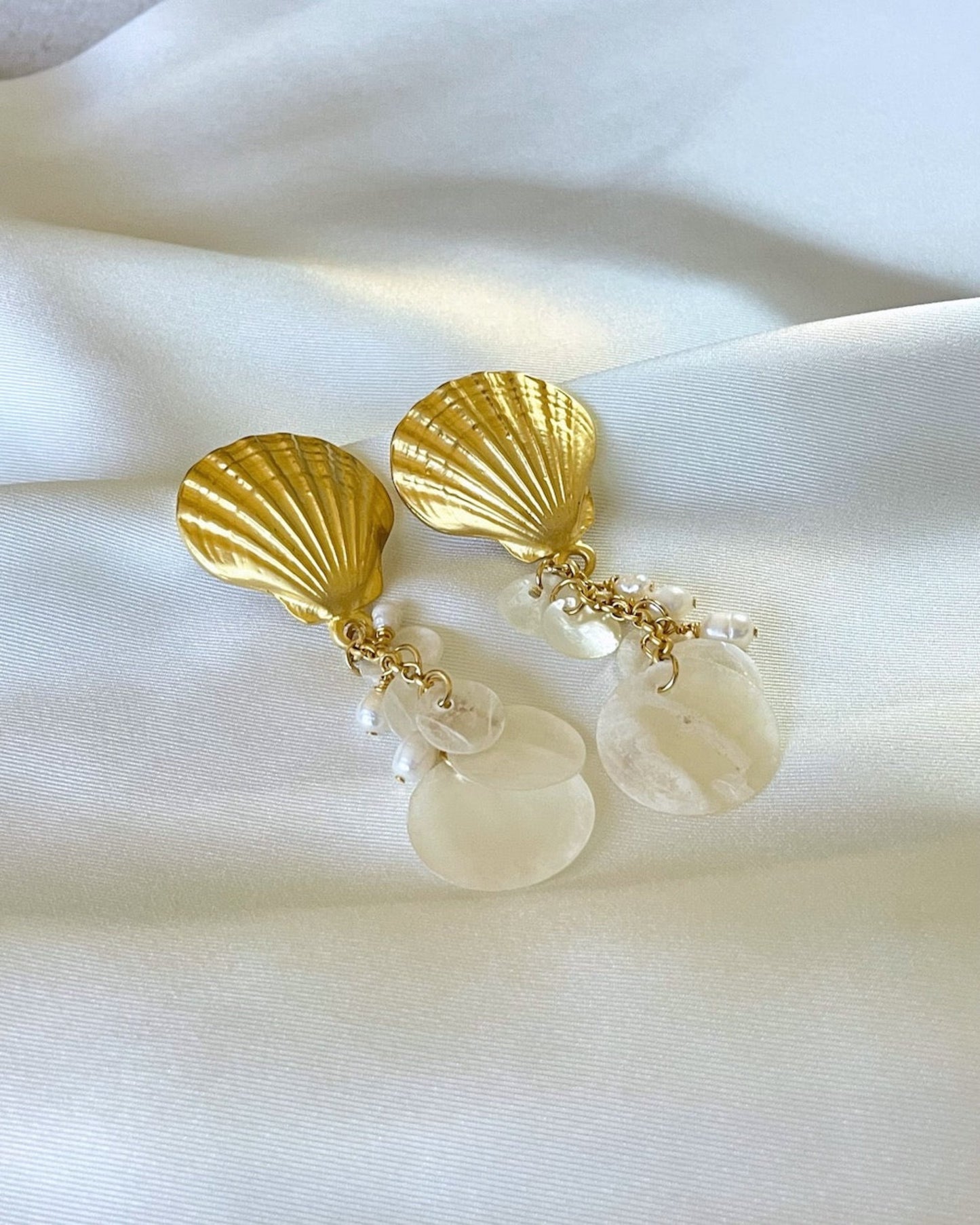 Gold Dipped Seashell Earrings