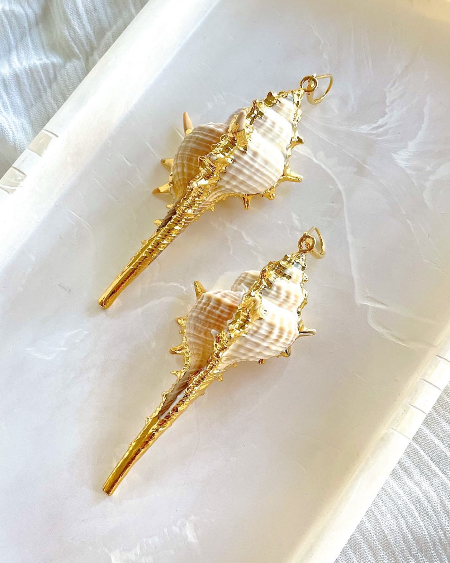 Gold Wrapped Seashell Earrings