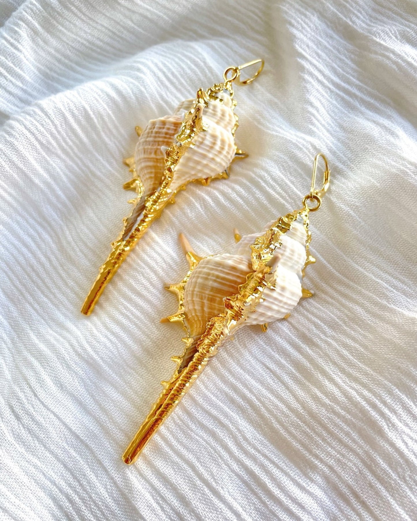 Gold Wrapped Seashell Earrings