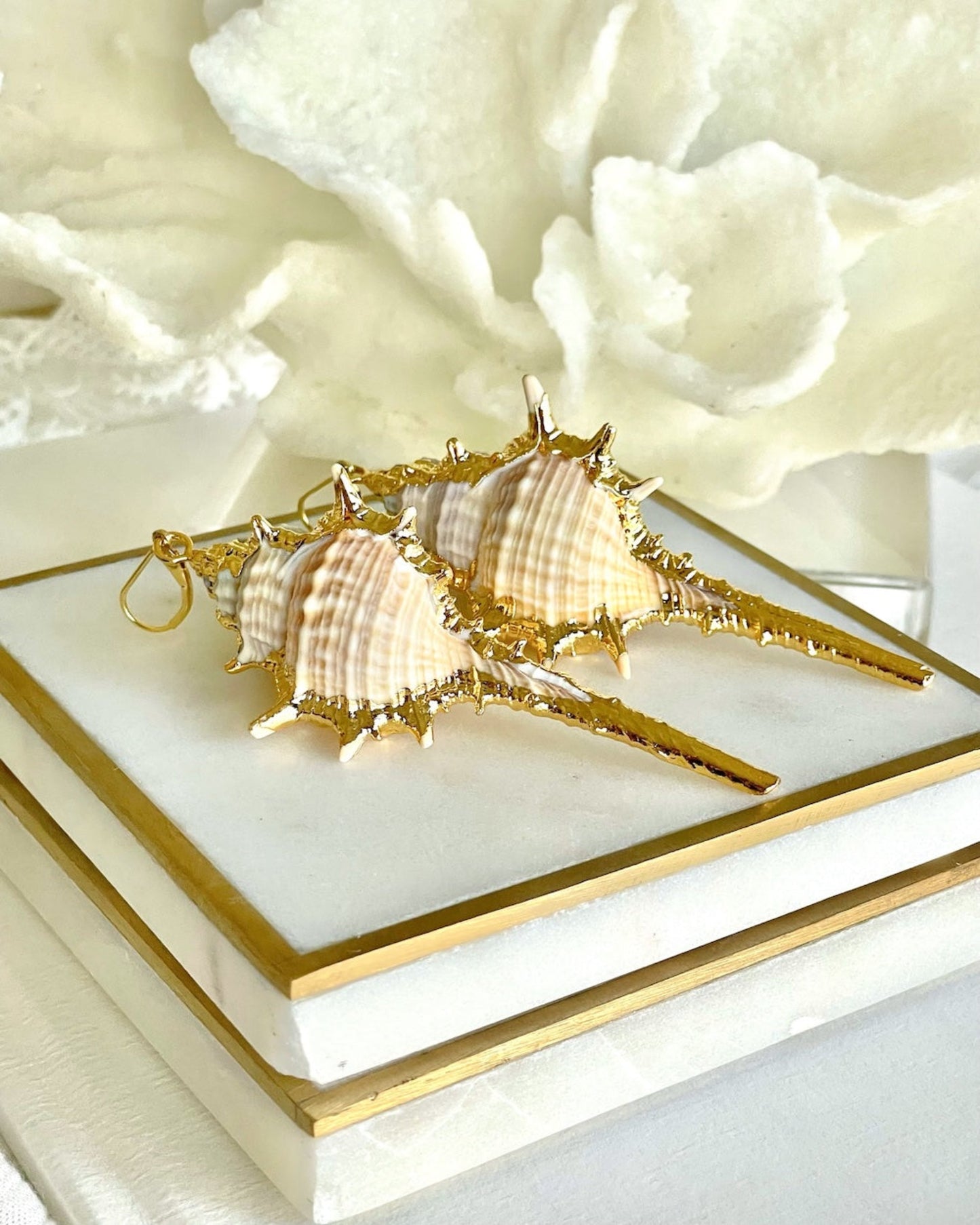 Gold Wrapped Seashell Earrings