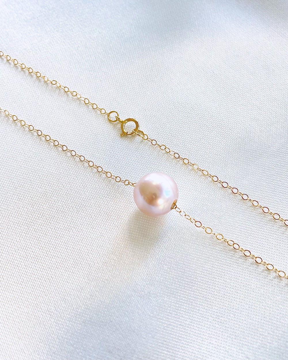 Single Pearl Necklace Pink