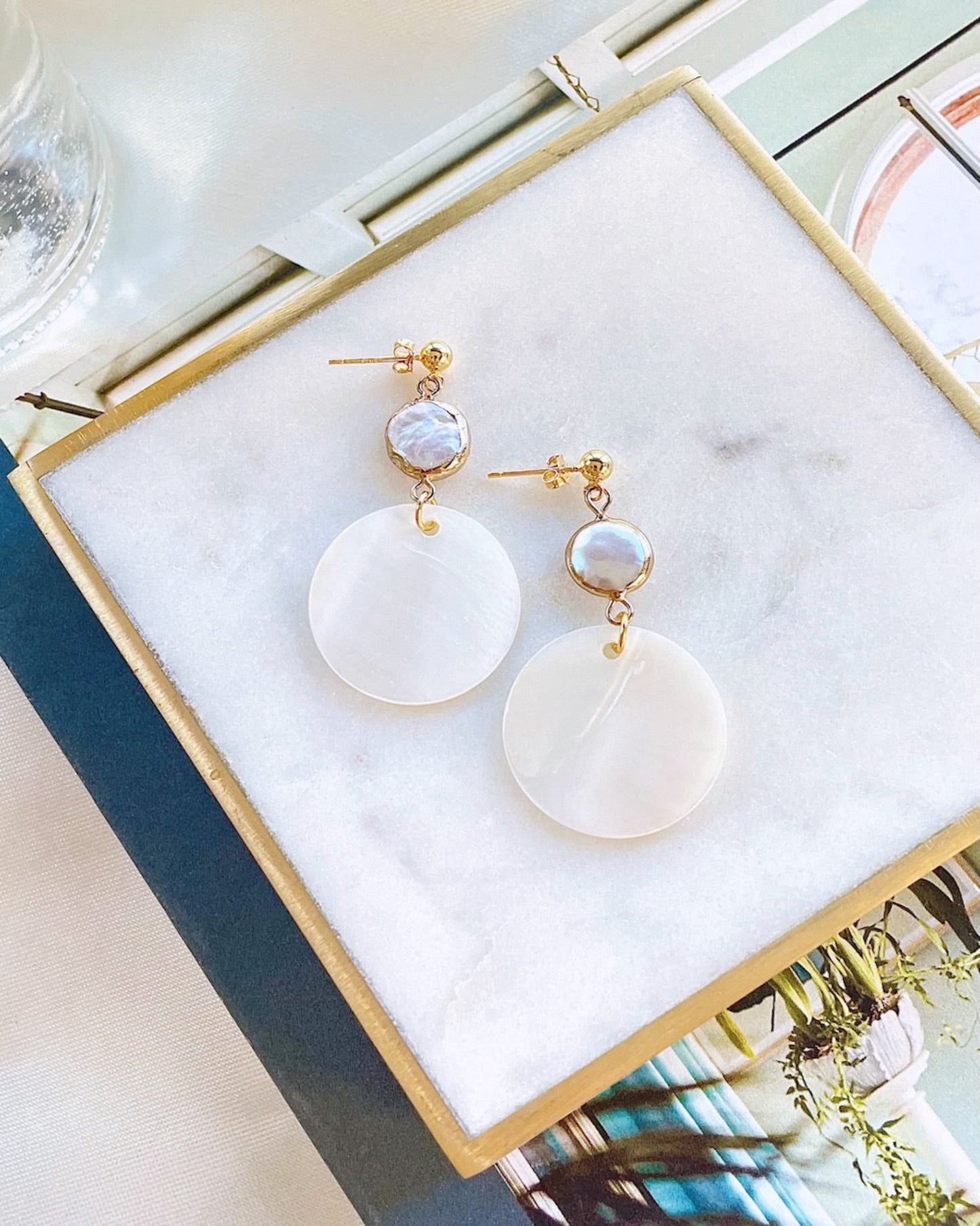 Double Pearl Drop Earrings