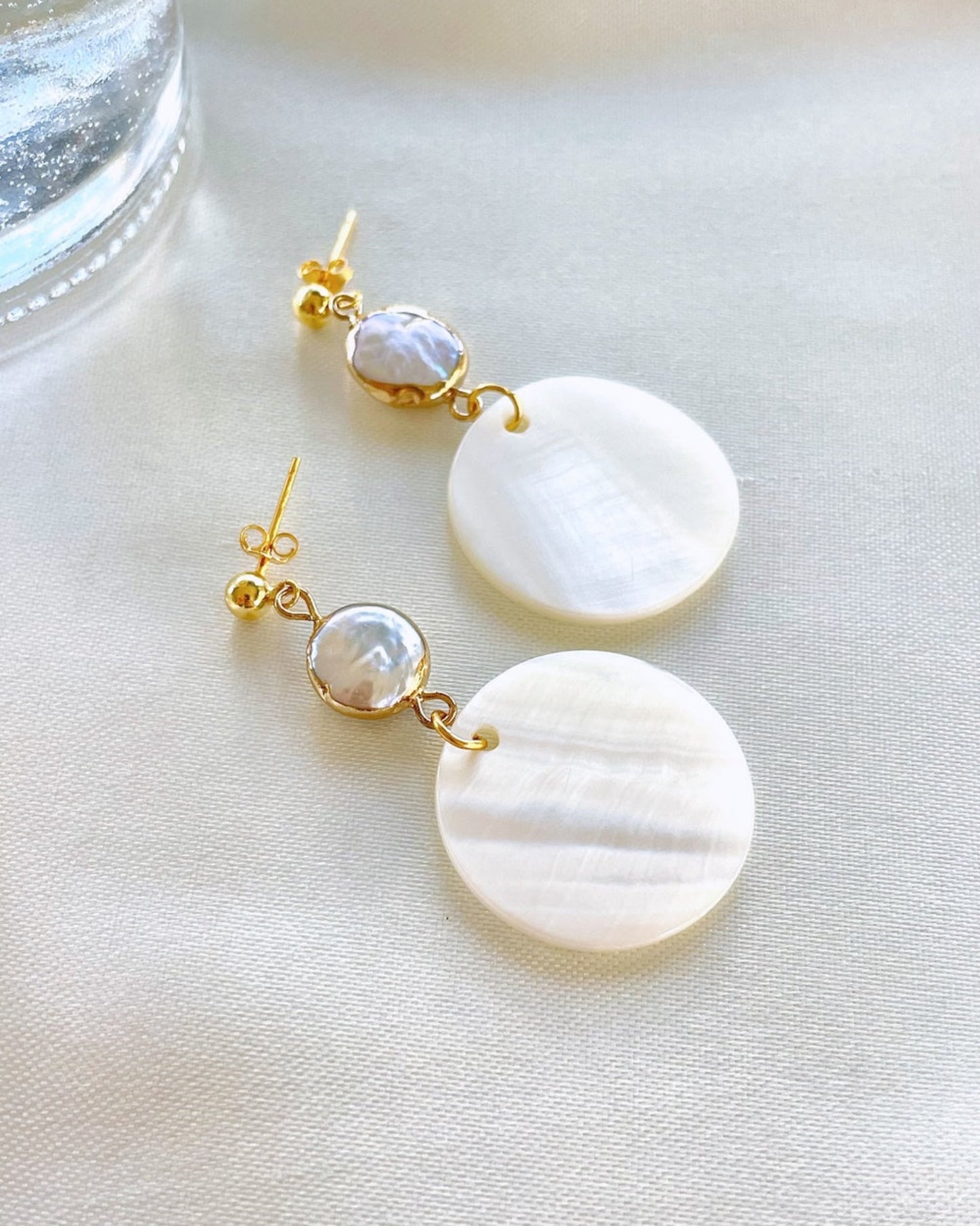 Double Pearl Drop Earrings