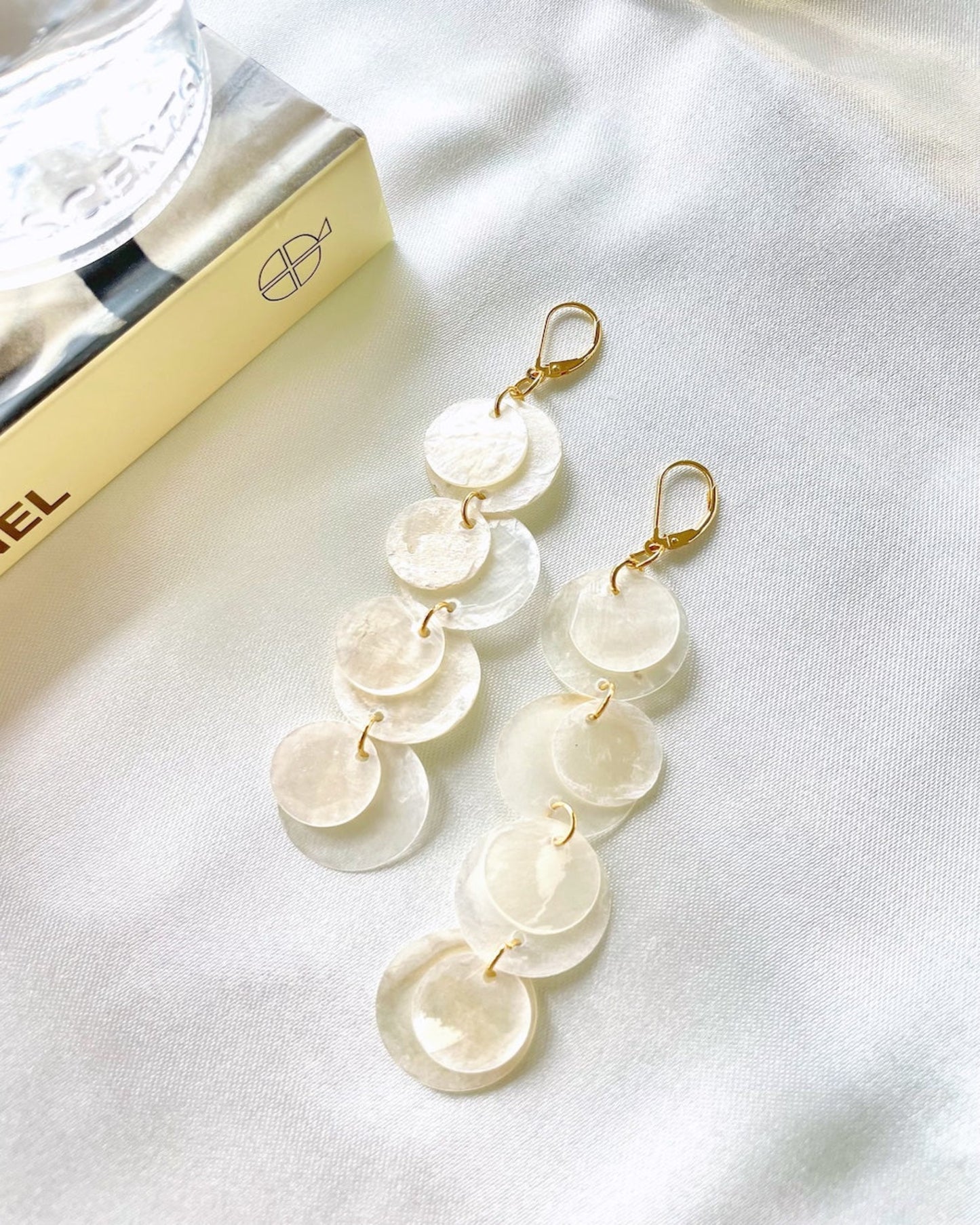 Pearl Disc Drop Earrings