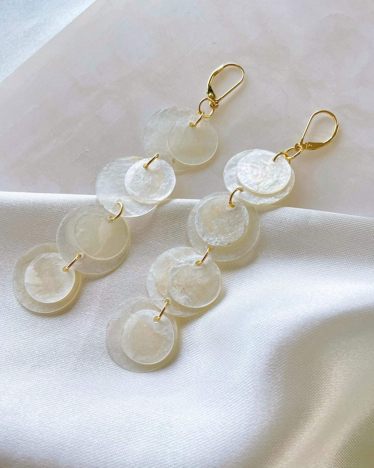 Pearl Disc Drop Earrings