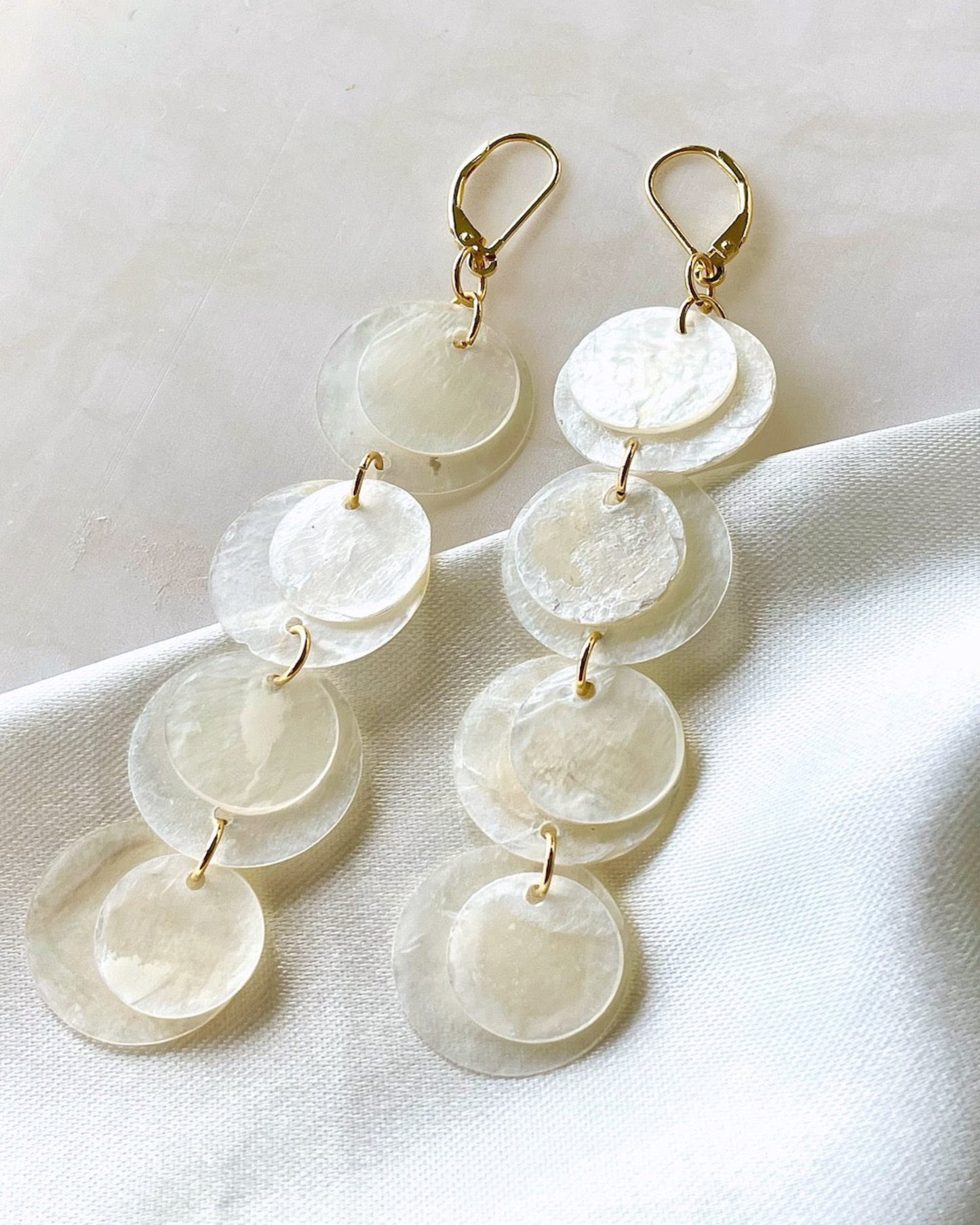 Pearl Disc Drop Earrings