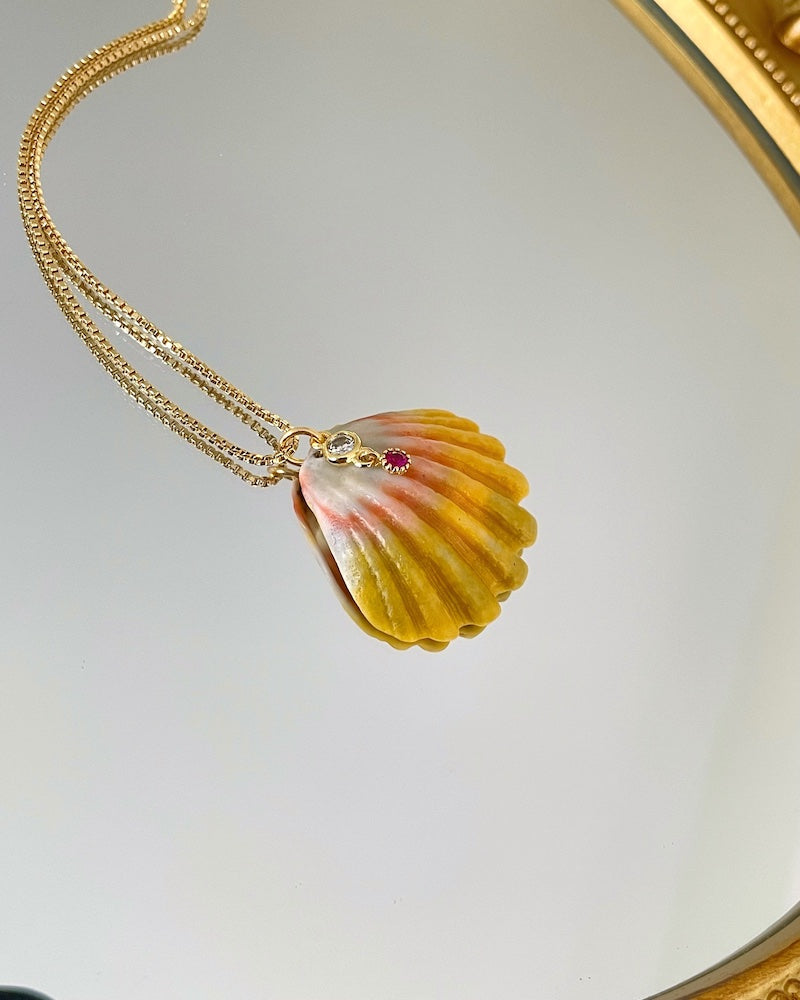 Sunrise Shell Ruby Necklace