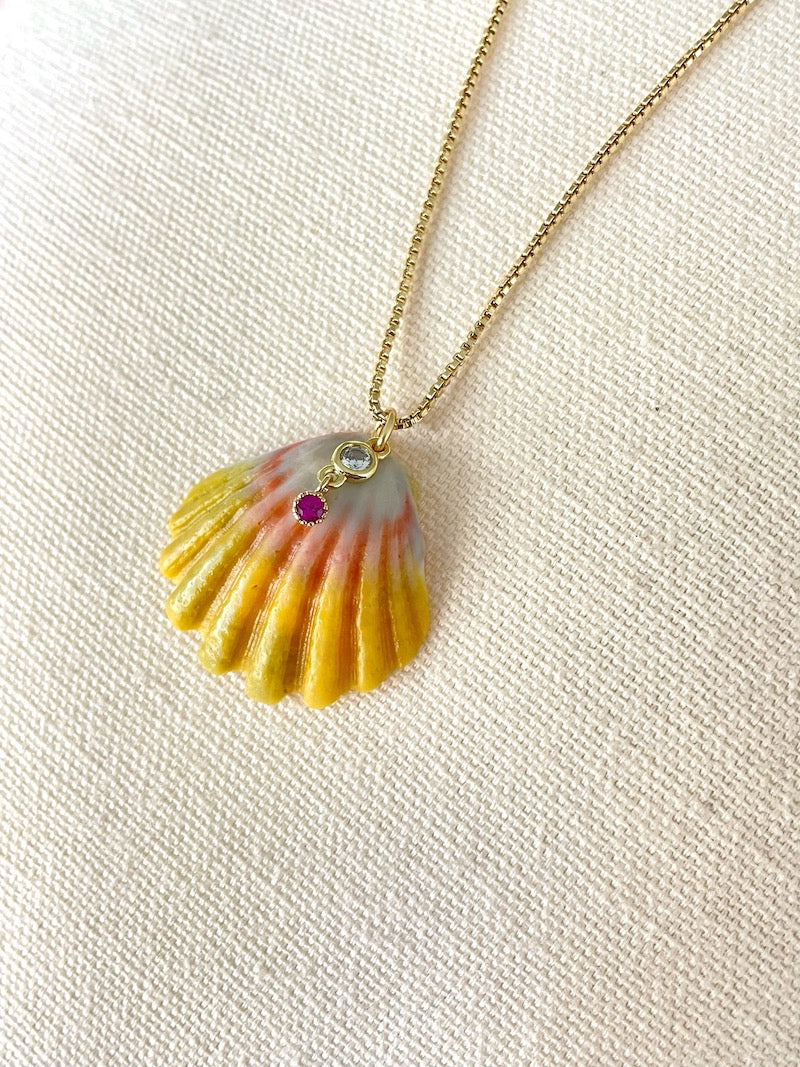 Sunrise Shell Ruby Necklace