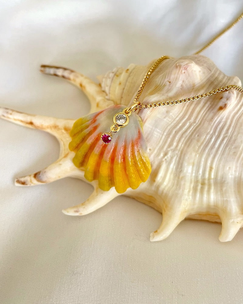 Sunrise Shell Ruby Necklace