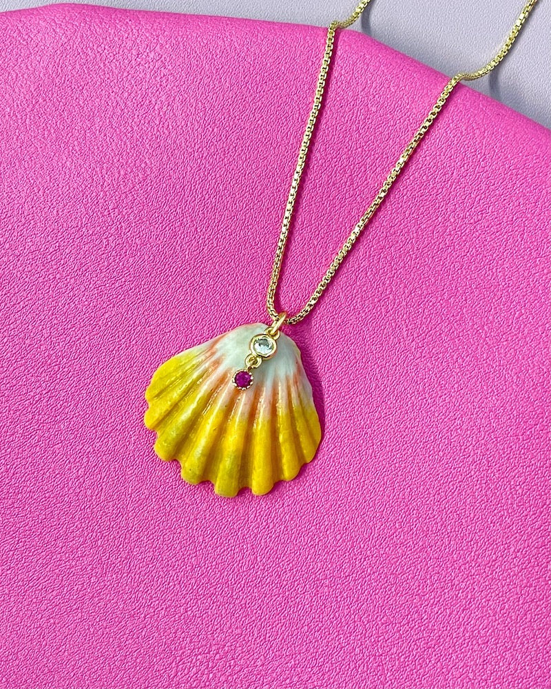 Sunrise Shell Ruby Necklace