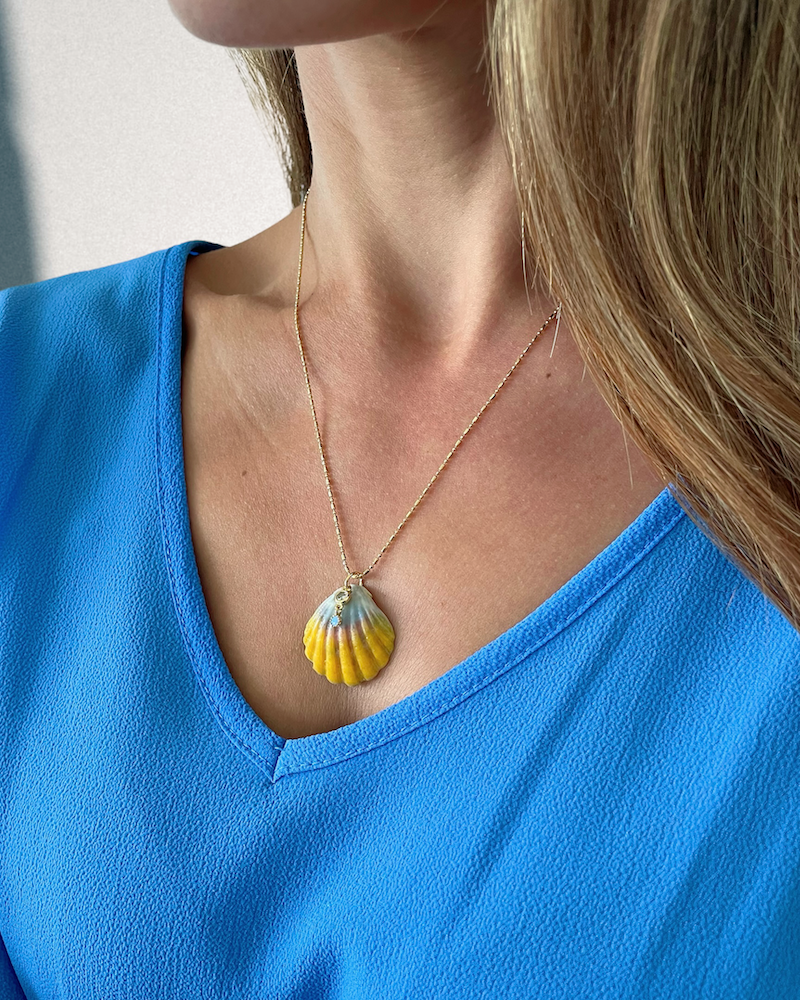 Sunrise Shell Blue Opal Necklace