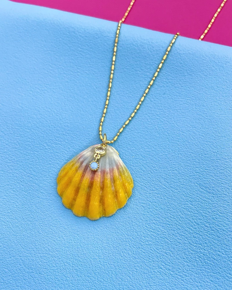 Sunrise Shell Blue Opal Necklace