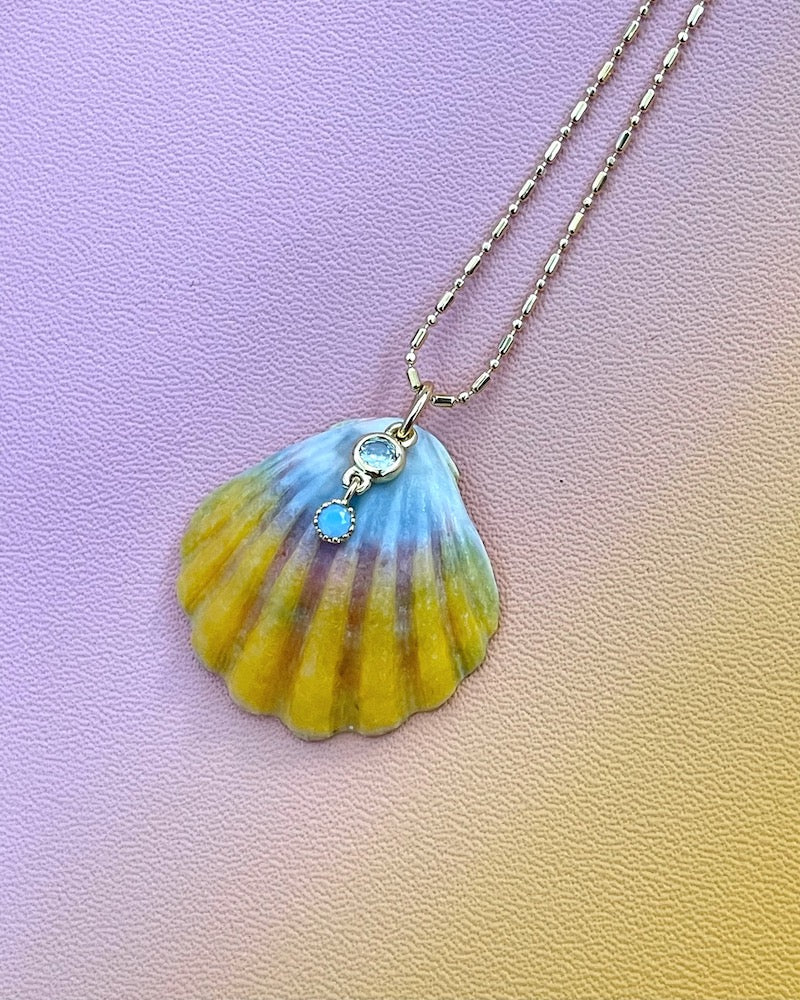 Sunrise Shell Blue Opal Necklace