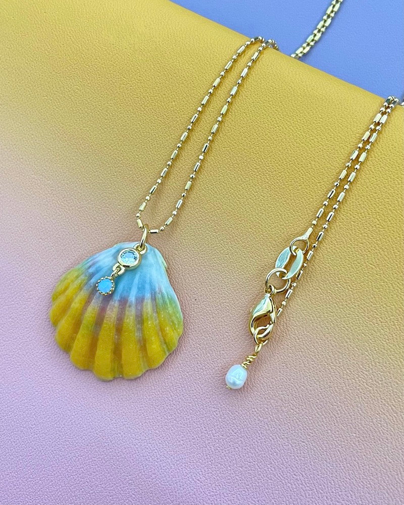 Sunrise Shell Blue Opal Necklace