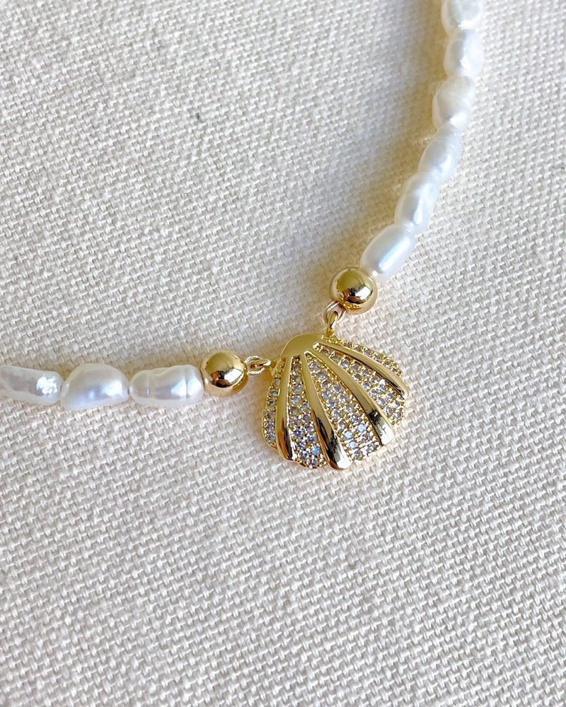 Gold Dipped Shell & Pearl Necklace