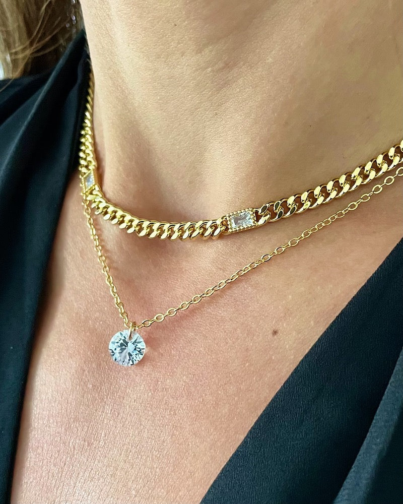 Floating Solitaire Cubic Zirconia Necklace