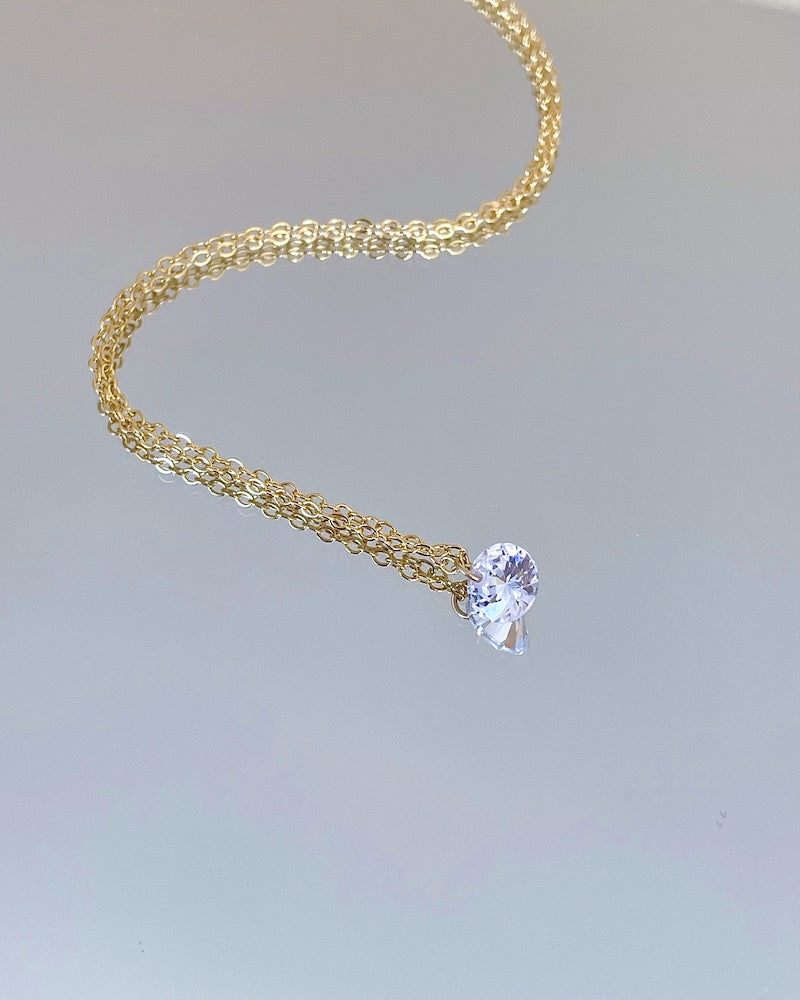 Floating Solitaire Cubic Zirconia Necklace