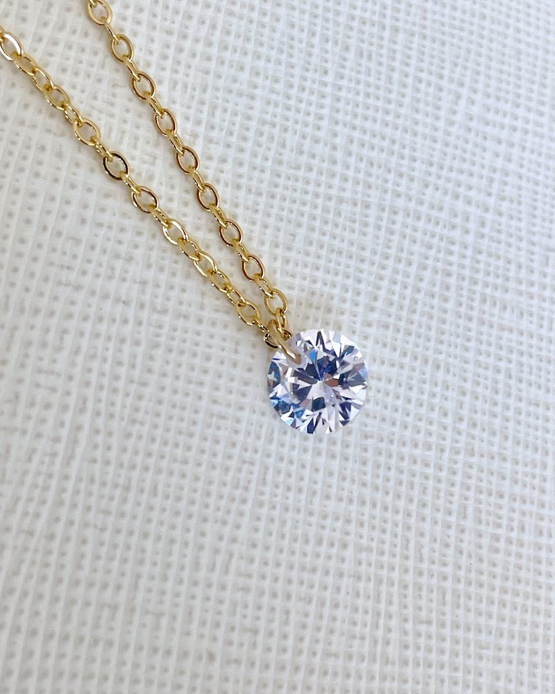 Floating Solitaire Cubic Zirconia Necklace