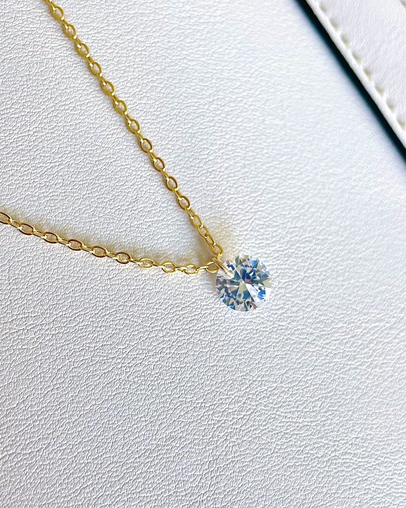 Floating Solitaire Cubic Zirconia Necklace