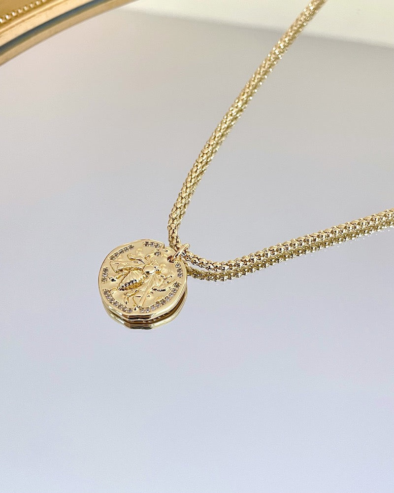 Gold Bee Coin Necklace