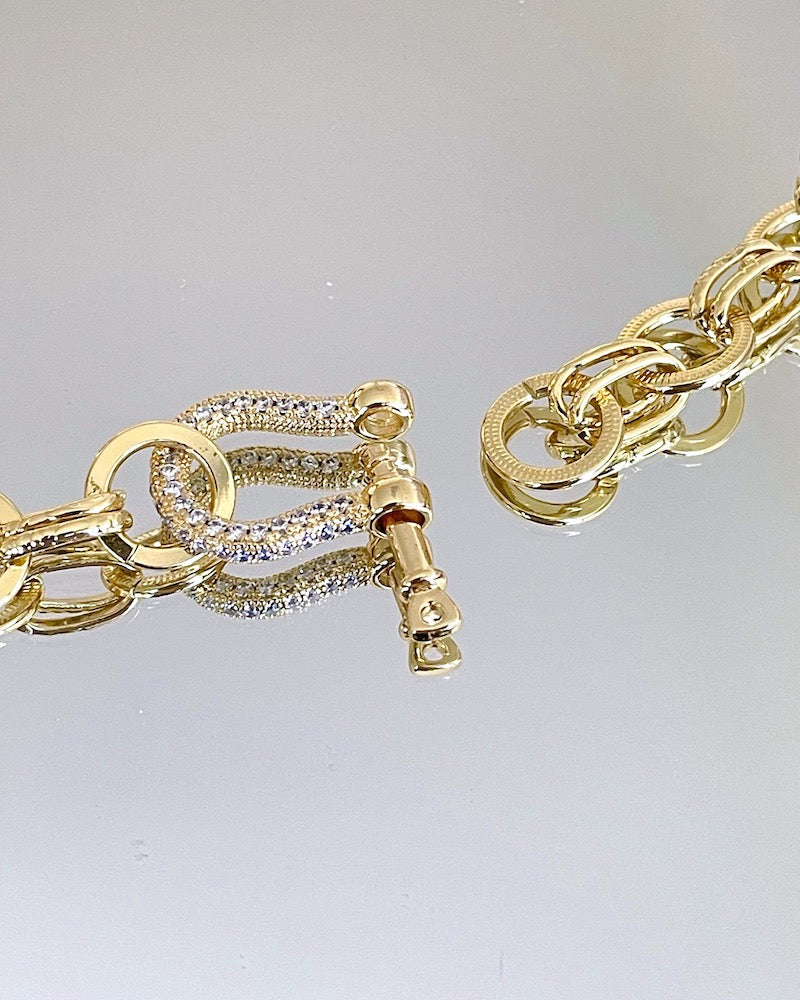 Gold Pave Carabiner Necklace