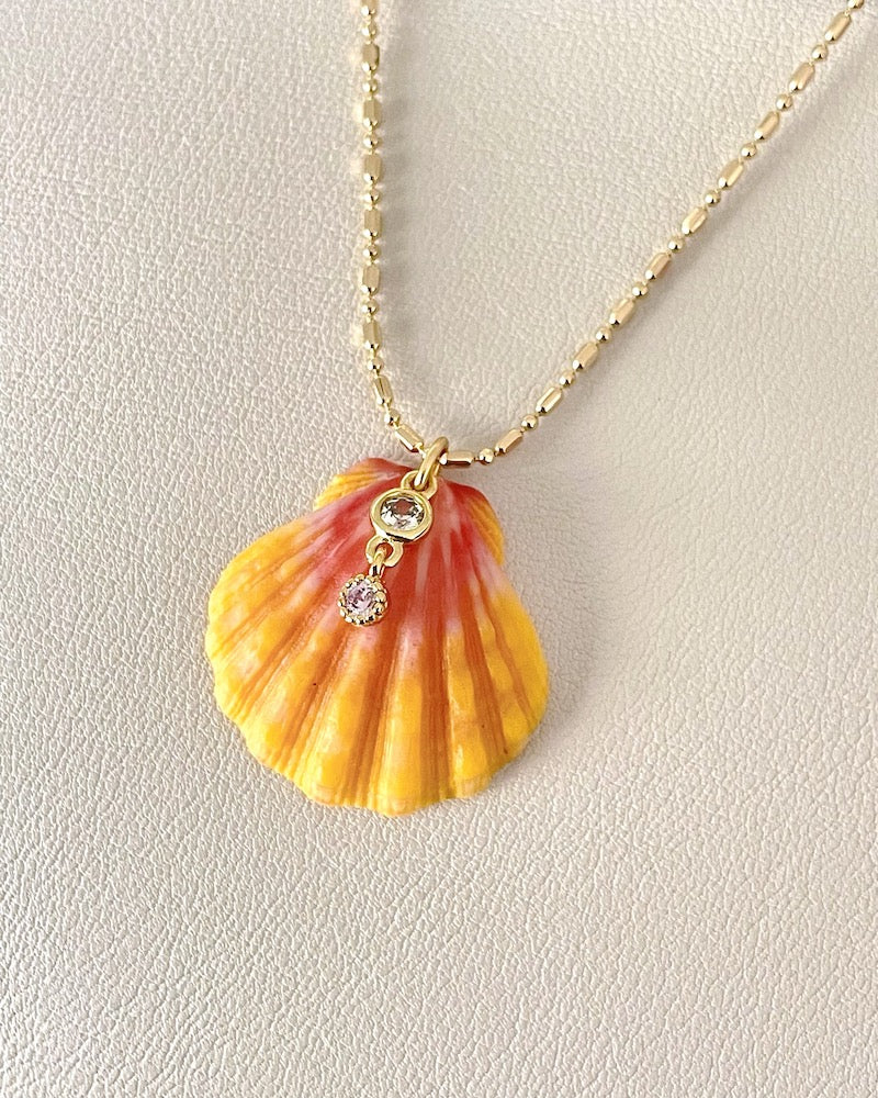 Sunrise Shell Pink CZ Necklace