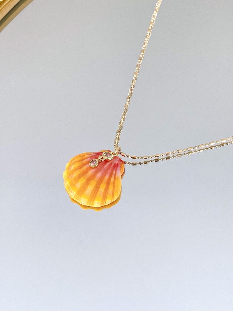 Sunrise Shell Pink CZ Necklace