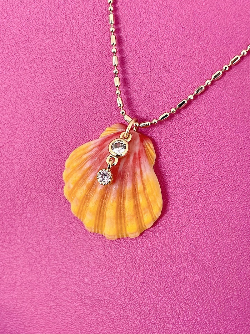 Sunrise Shell Pink CZ Necklace