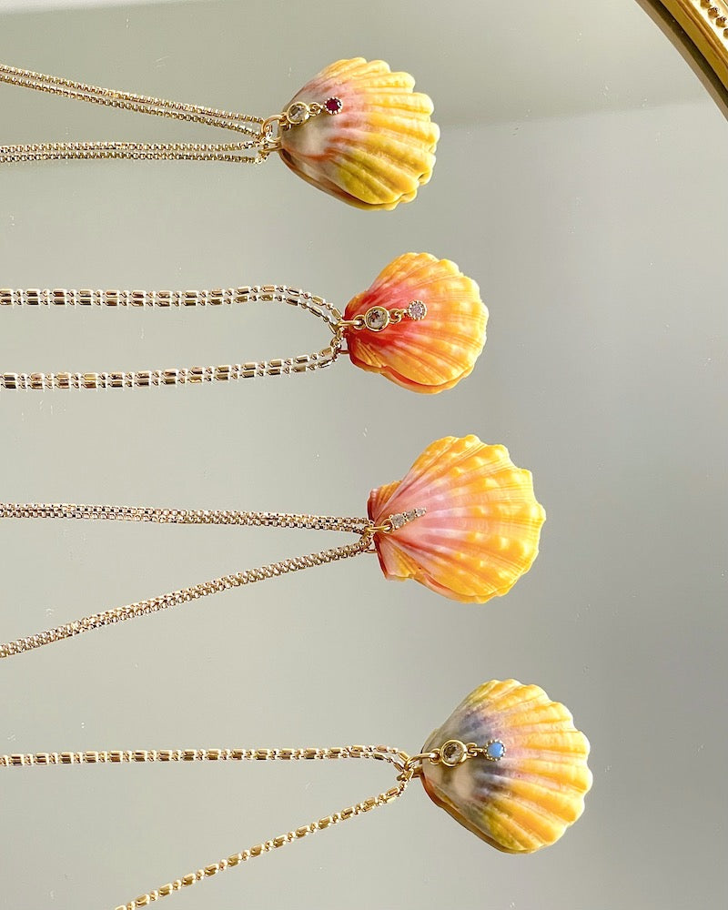 Sunrise Shell Pink CZ Necklace