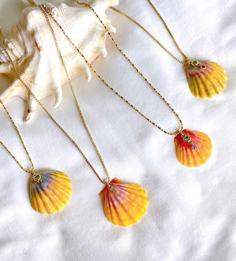 Sunrise Shell Pink CZ Necklace