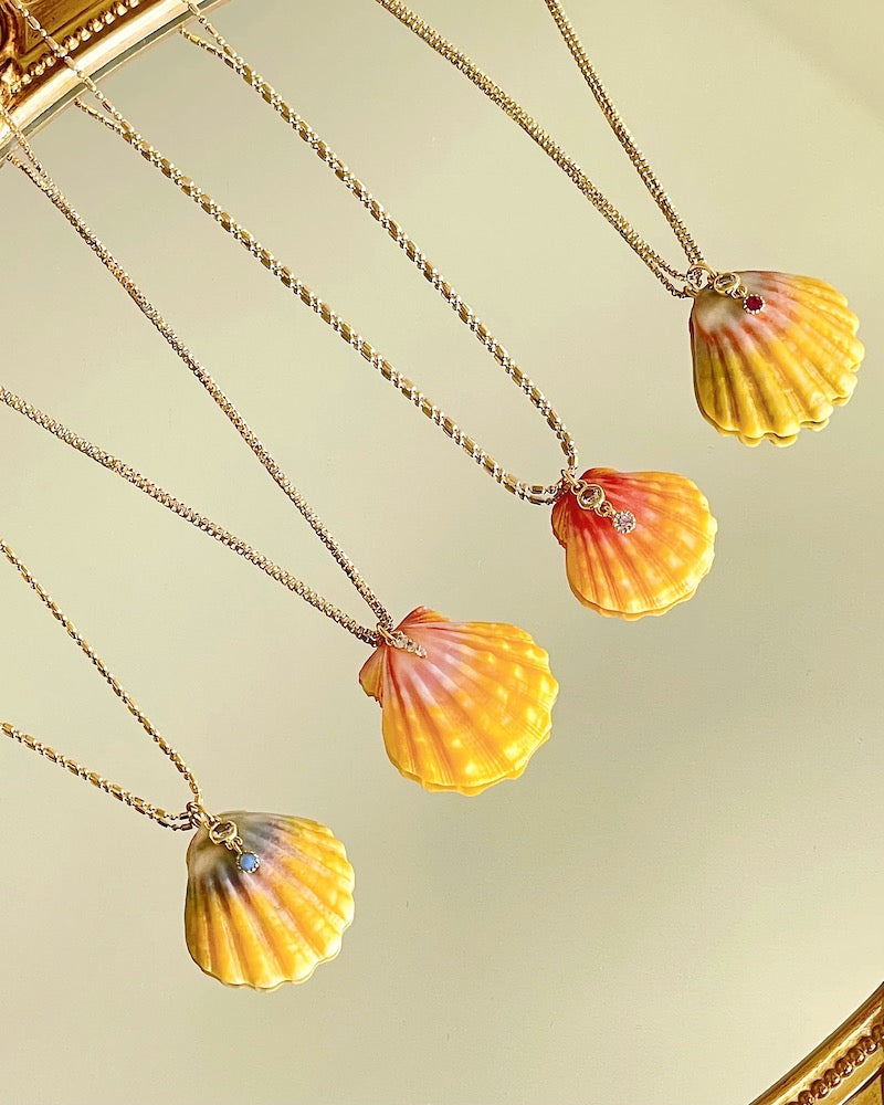 Sunrise Shell Pink CZ Necklace