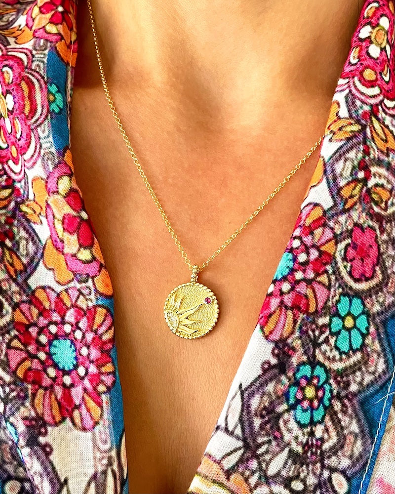 Golden Sun Coin Necklace