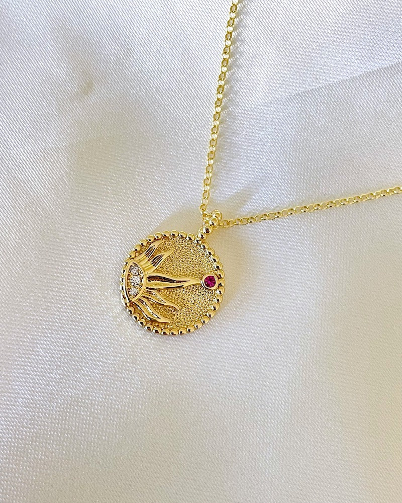 Golden Sun Coin Necklace