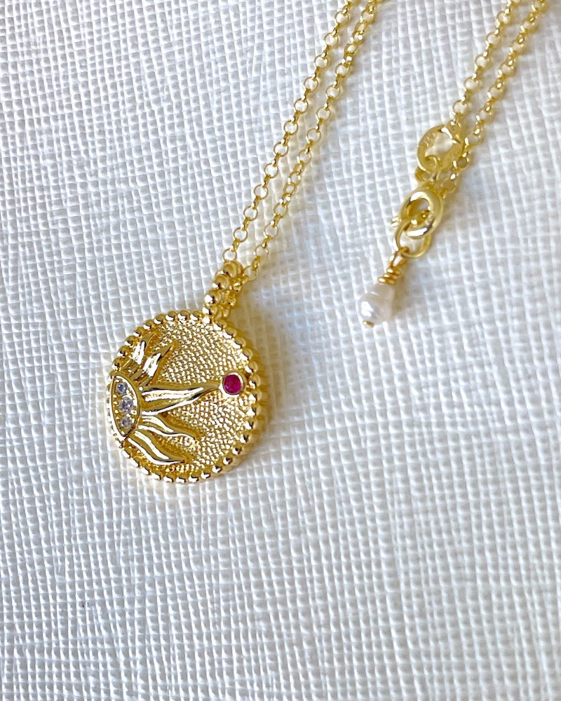 Golden Sun Coin Necklace