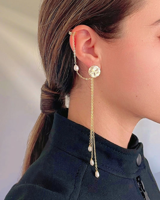 Ear Cuff Pearl Chain Earring