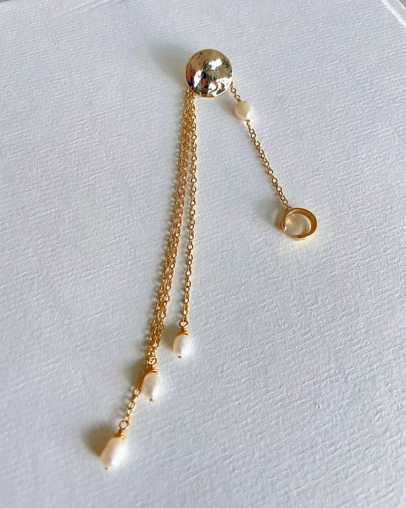 Ear Cuff Pearl Chain Earring