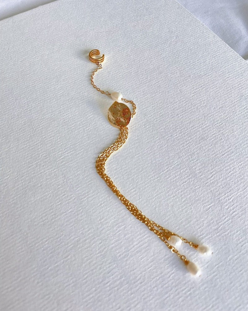 Ear Cuff Pearl Chain Earring