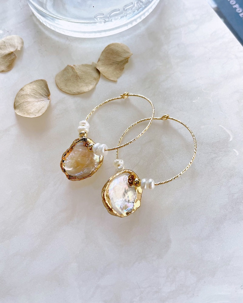 Keshi Pearl Hoop Earrings