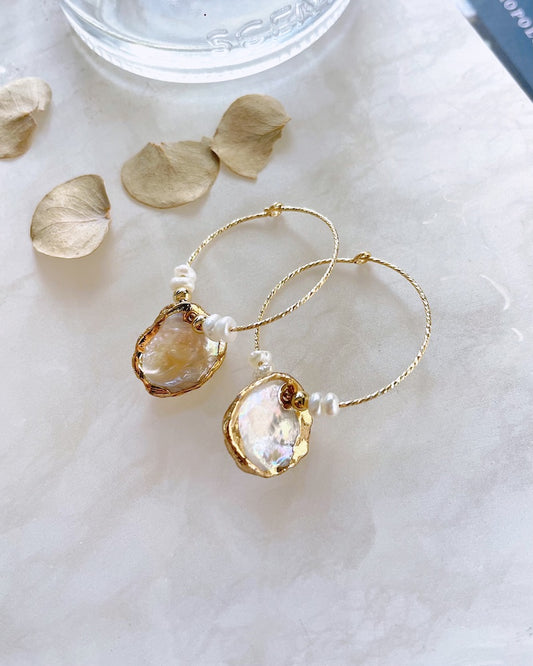 Keshi Pearl Hoop Earrings