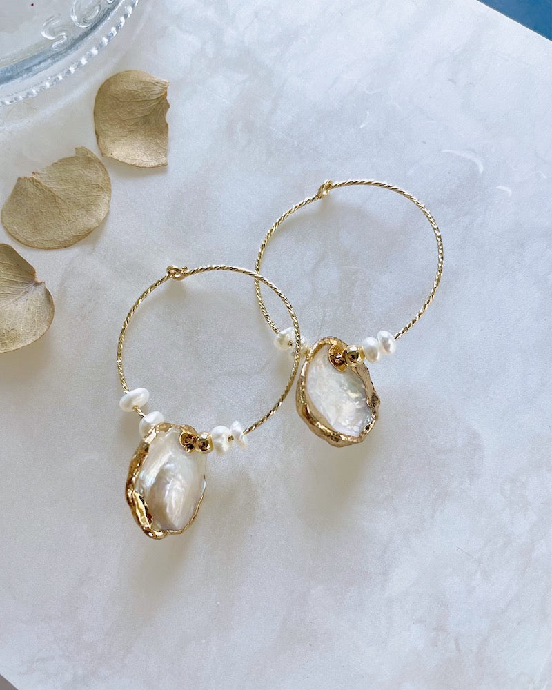 Keshi Pearl Hoop Earrings